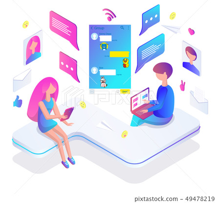 Korean Messenger Kakao talk Man and Woman Chatting 49478219
