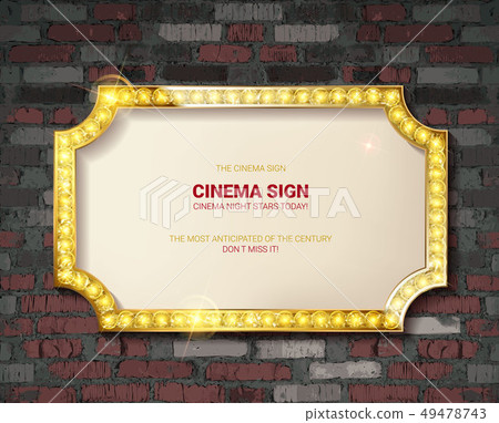 Marquee light gold board sign Marquee light gold board sign 49478743