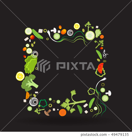 Vegetable square frame with paper label Vegetable square frame with paper label 49479135