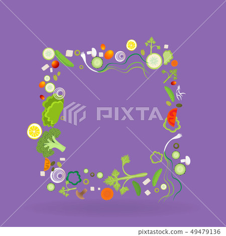 Vegetable square frame with paper label Vegetable square frame with paper label 49479136