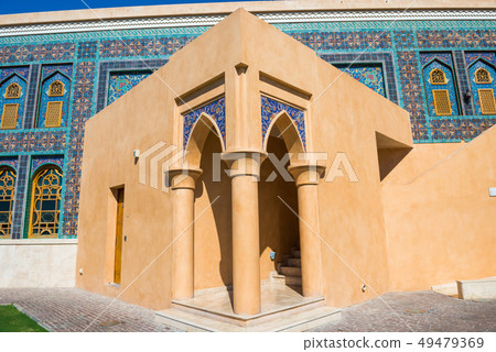 Side entrance of mosque Katara Masjid in Doha 49479369