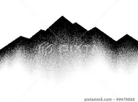 Abstract backgroun with mountains and wave of scattered dots 49479888