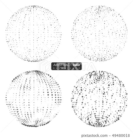 Set of abstract globe particles spheres. 49480018