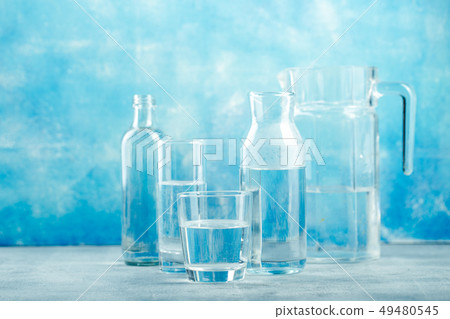 Group of empty glass jars Group of empty glass jars 49480545