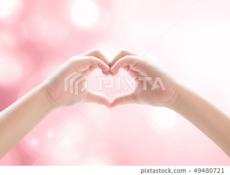 Heart-shape hand gesture of kid body language  49480721