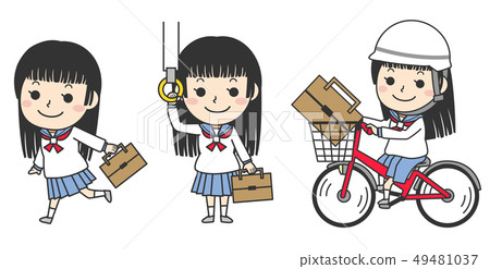 Female student who goes to school (sailor clothes) Female student who goes to school (sailor clothes) 49481037