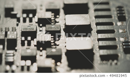 Computer PCB or printed circuit board macro 49481945