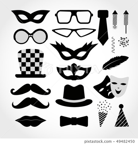 Black Icons Carnival Isolated on White Background. Black Icons Carnival Isolated on White Background. 49482450