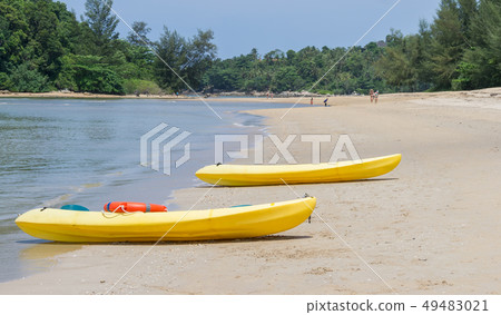 Two Yellow kayaks on Layan beach, Phuket Island 49483021