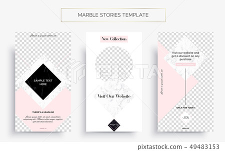 Set of Marble Stories template. Three banners. 49483153