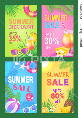 Summer Discount Reduction Set Vector Illustration Summer Discount Reduction Set Vector Illustration 49485665