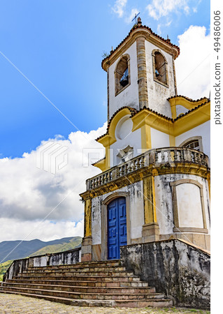 Ancient historical catholic church facade and 49486006