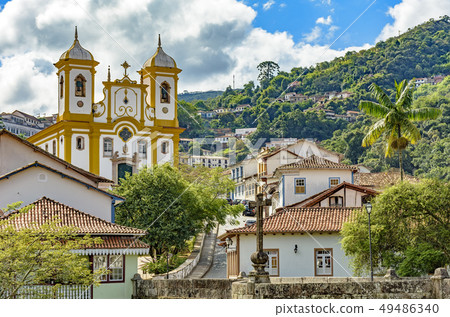 Cityscape of Ouro Preto city with church and hills Cityscape of Ouro Preto city with church and hills 49486340