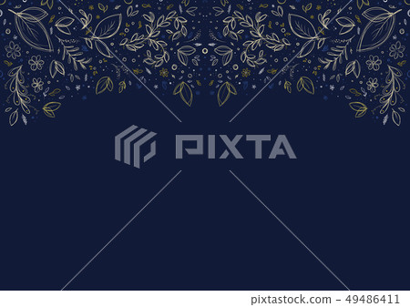 Floral pattern with gold flowers and foliage. Floral pattern with gold flowers and foliage. 49486411