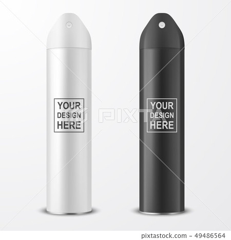 Vector 3d Realistic White and Black Blank Spray Can, Air Freshener Bottle Set Closeup Isolated on Vector 3d Realistic White and Black Blank Spray Can, Air Freshener Bottle Set Closeup Isolated on 49486564