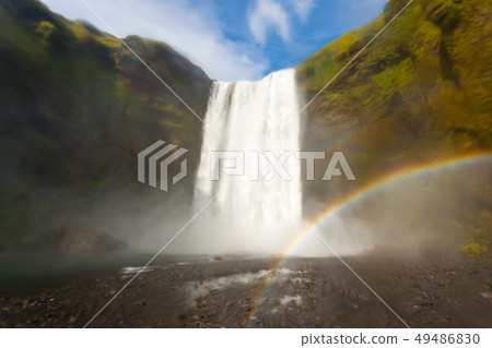 Skogafoss falls in summer season view, Iceland 49486830