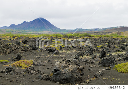 Iceland landscape near Hverfell volcano, Iceland 49486842