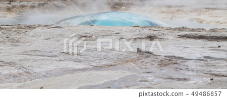 Strokkur geyser eruption. Geysir geyser view, 49486857
