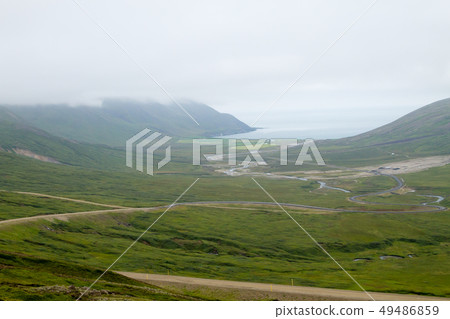 Mjoifjordur rural landscape, east Iceland. Mjoifjordur rural landscape, east Iceland. 49486859
