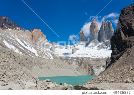 Torres del Paine peaks view, Chile landmark Torres del Paine peaks view, Chile landmark 49486882