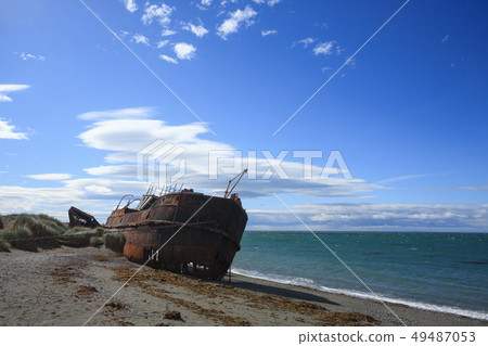 Wreckages on San Gregorio beach, Chile historic 49487053