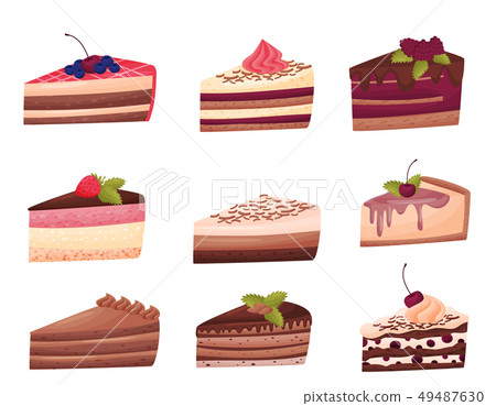 Cakes collection on white background. Bakery concept. Cakes collection on white background. Bakery concept. 49487630
