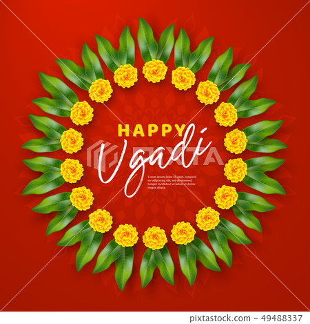 Happy Ugadi Holiday Composition Stock Illustration 49488337 Pixta