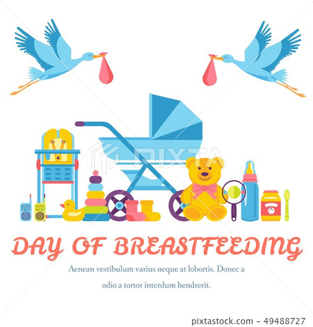 World breastfeeding week and kids elements. 49488727