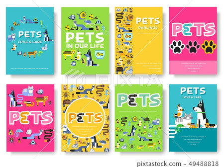 Animal vector brochure cards set. Animal vector brochure cards set. 49488818