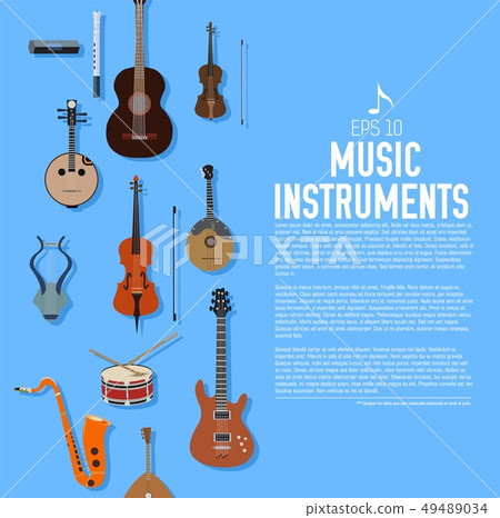 flat music instruments background concept. flat music instruments background concept. 49489034