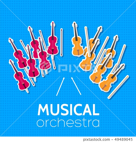 sticker music instruments orchestra background. sticker music instruments orchestra background. 49489045
