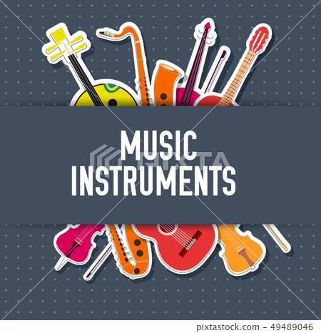 flat music instruments background concept. flat music instruments background concept. 49489046