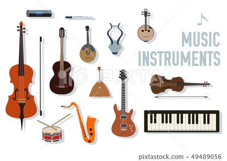 Flat Music Instruments Background Concept Stock Illustration