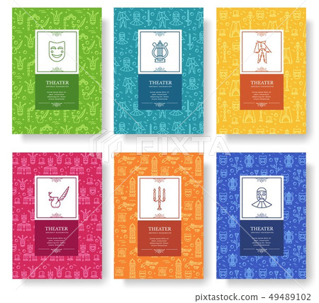 Set of thin line theater pattern concept.  49489102