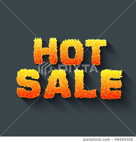 Fire hot sale text on a red background concept. 49489308
