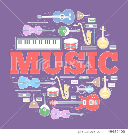 Music instruments circle infographics template Music instruments circle infographics template 49489400