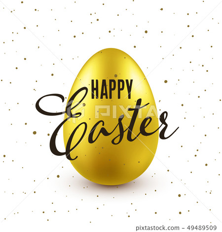 Easter Background With Realistic Golden Egg Stock Illustration