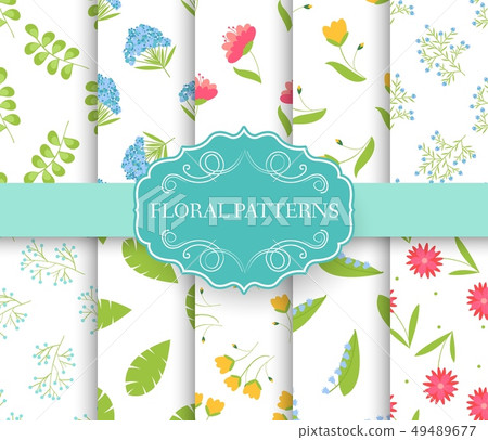 collection set of floral seamless pattern. 49489677