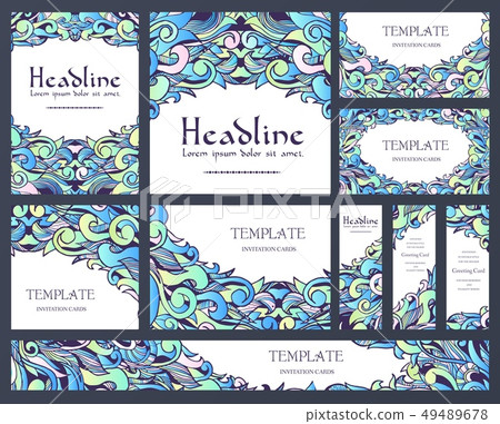 Set of old fairy tail flyer pages ornament. 49489678