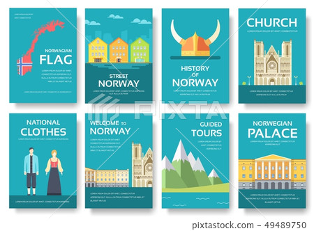 Set of Norway country ornament travel. Set of Norway country ornament travel. 49489750