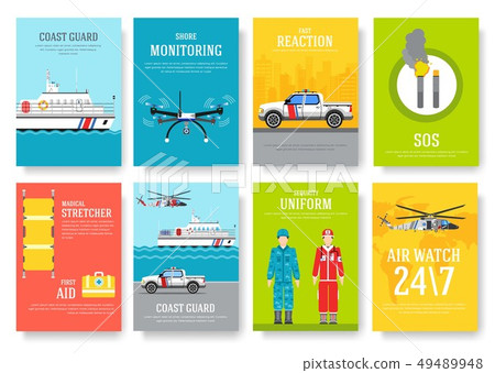 coast guard thin line brochure cards set. coast guard thin line brochure cards set. 49489948