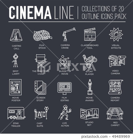 Premium quality cinema industry thin line design. Premium quality cinema industry thin line design. 49489969