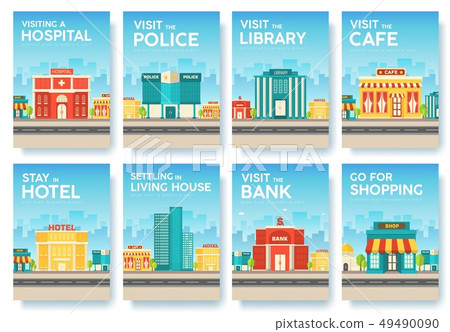Building city information cards set.  49490090