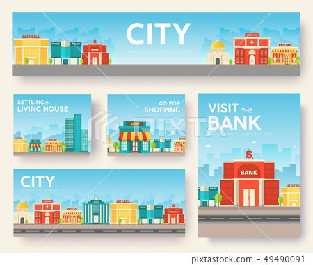 Building city information cards set.  49490091