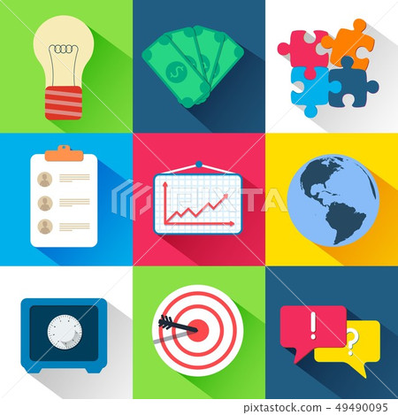 business flat icon set. Vector Illustration. - Stock Illustration ...