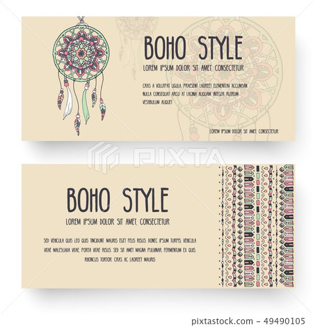 Set of boho ornament illustration style concept. - Stock Illustration ...