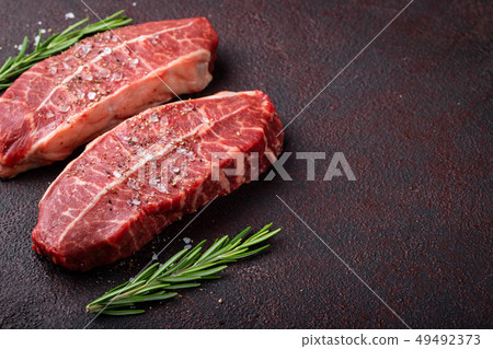 Raw fresh meat Top Blade steaks. Raw fresh meat Top Blade steaks. 49492373
