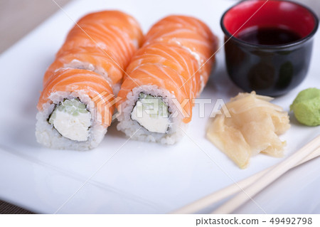 Philadelphia sushi roll. 49492798