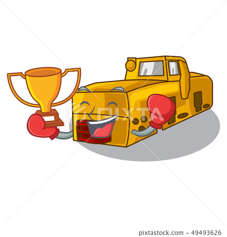Boxing winner locomotive mine cartoon toy above table Boxing winner locomotive mine cartoon toy above table 49493626