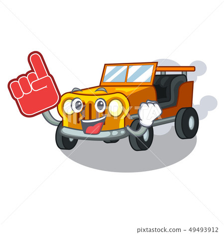 Foam finger jeep cartoon car in front clemency Foam finger jeep cartoon car in front clemency 49493912